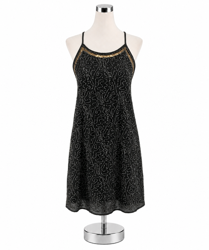 alfa™ Beaded Sequin Halter Neck Mini Dress XS Black Bronze - ONLINE ONLY