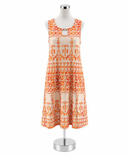 Simple Fun Women’s Size Small Tan Orange Geometric Sleeveless Dress- ONLINE ONLY