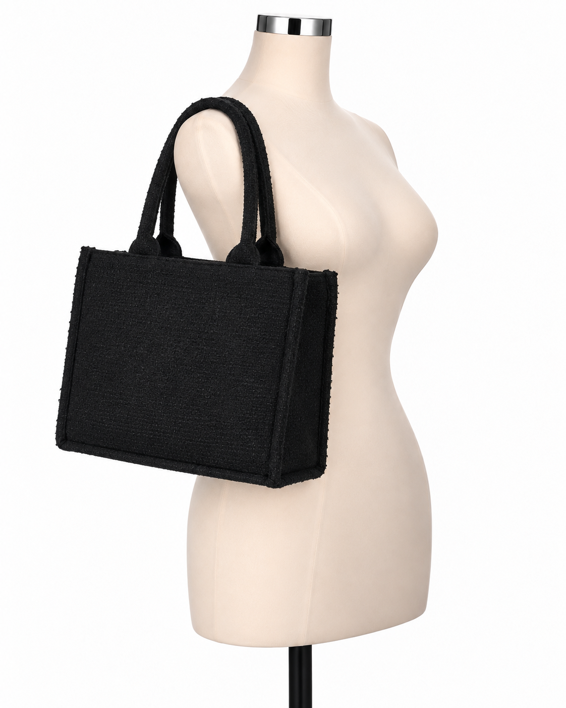 Frayed Tweed Mini Tote Bag Black A30171 Made in Italy