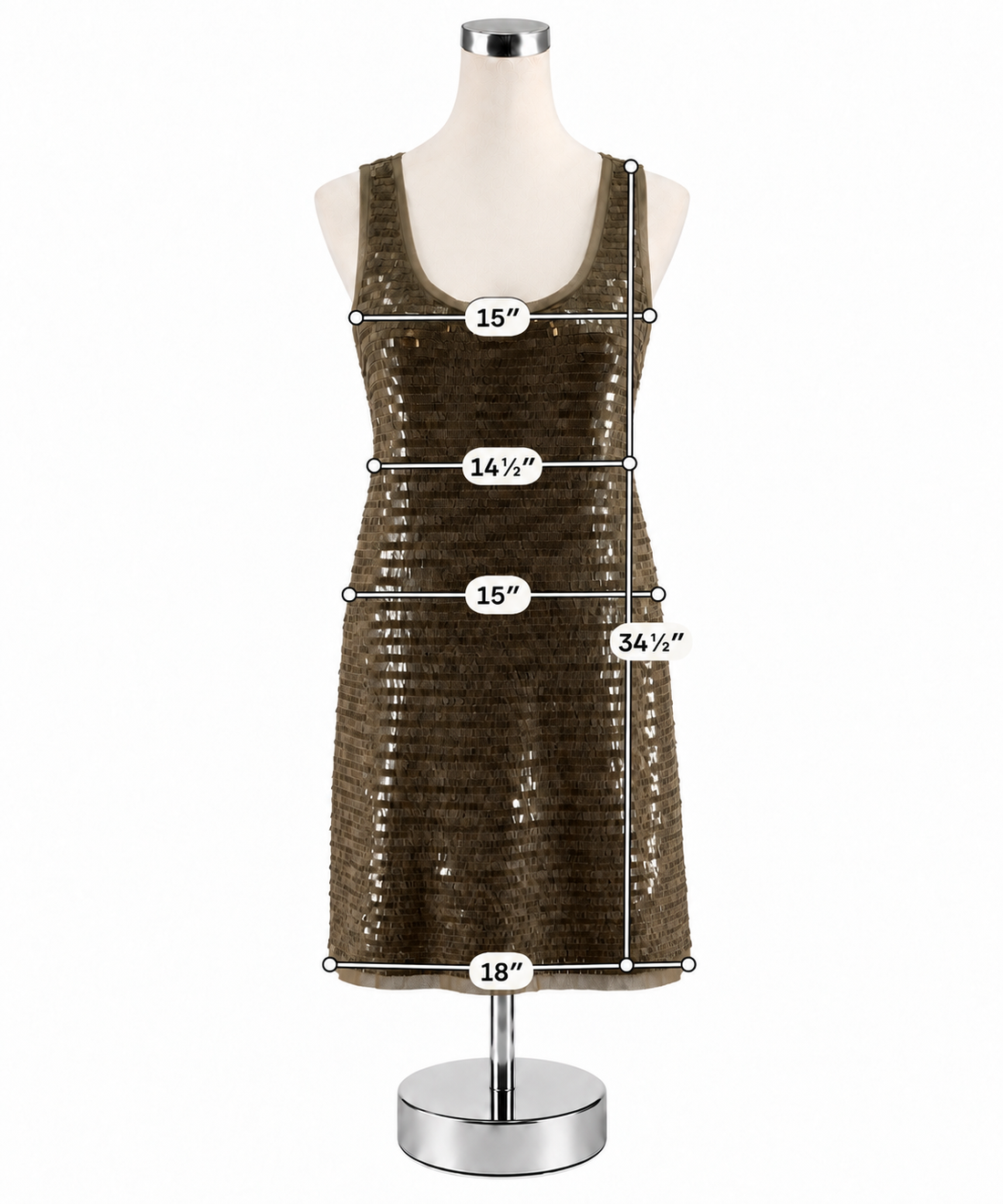Chelsea &amp; Violet Taupe Sequin Sleeveless Shift Dress NWT Size Small - ONLINE ONLY