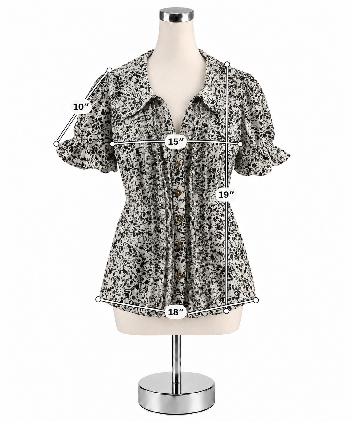 Pilcro Ruffled Floral Peplum Blouse Cream Black Print Cotton Top Size Small - ONLINE ONLY