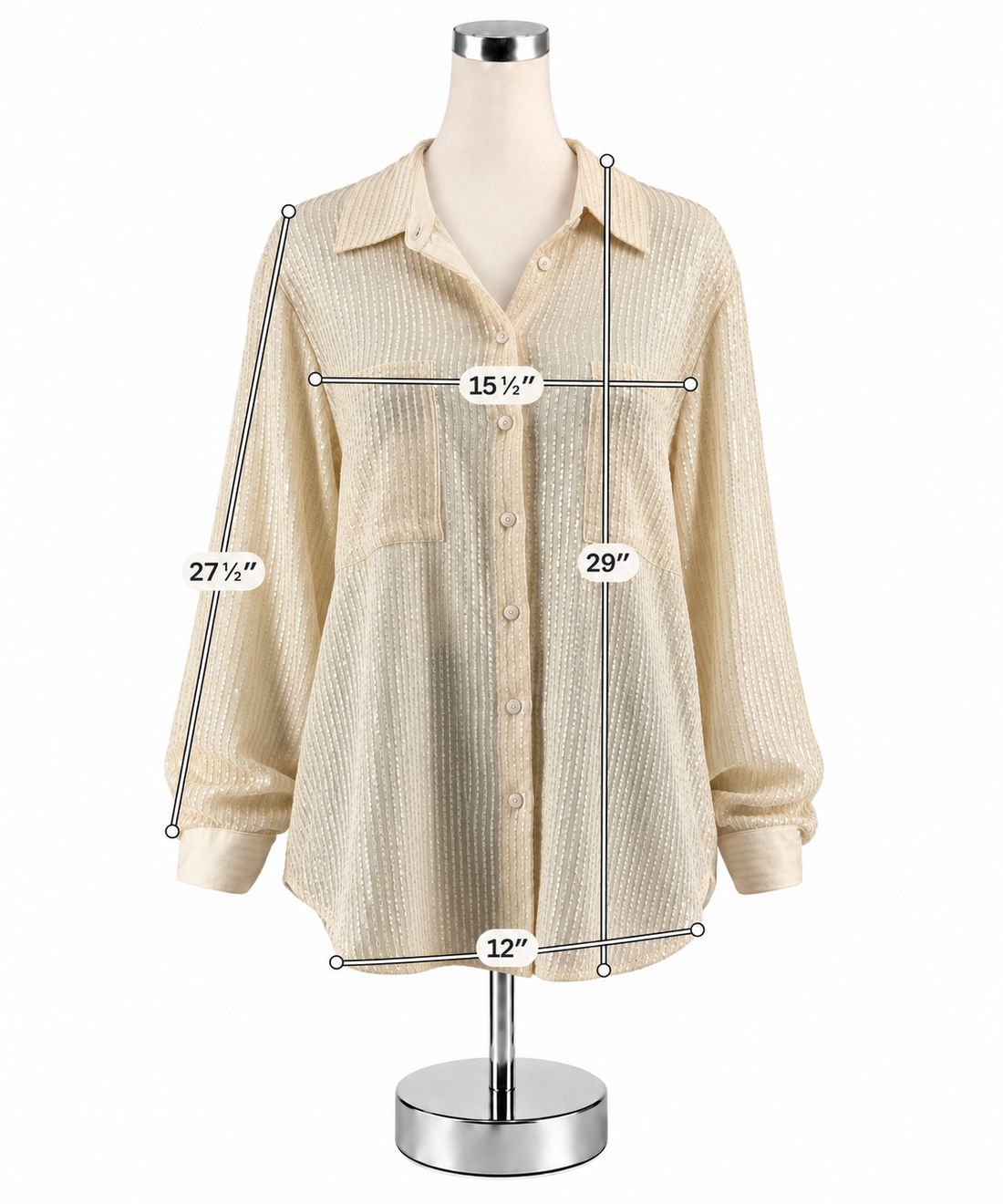 Anthropologie Ethereal Sequin Button-Down Blouse Cream XL NWT - ONLINE ONLY