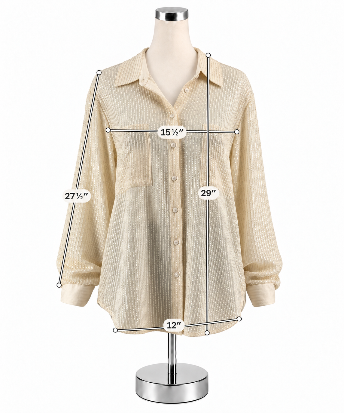 Anthropologie Ethereal Sequin Button-Down Blouse Cream XL NWT - ONLINE ONLY