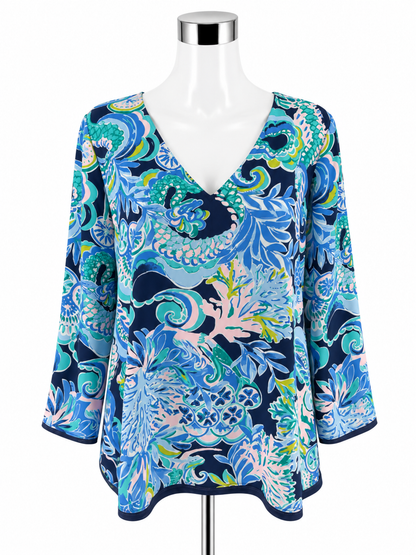 Lilly Pulitzer Tamiami Reversible Top Sink Or Swim Floral Blouse Size Large - ONLINE ONLY