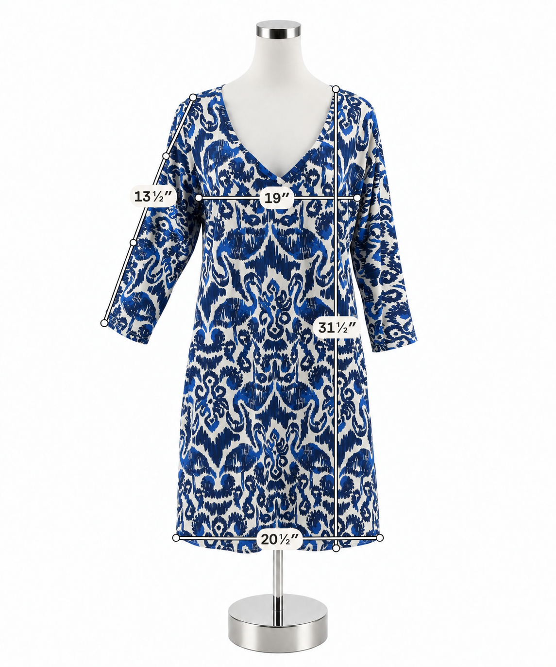 Lilly Pulitzer Essie Dress Bennet Blue Pima Cotton 3/4 Sleeve Size Large - ONLINE ONLY