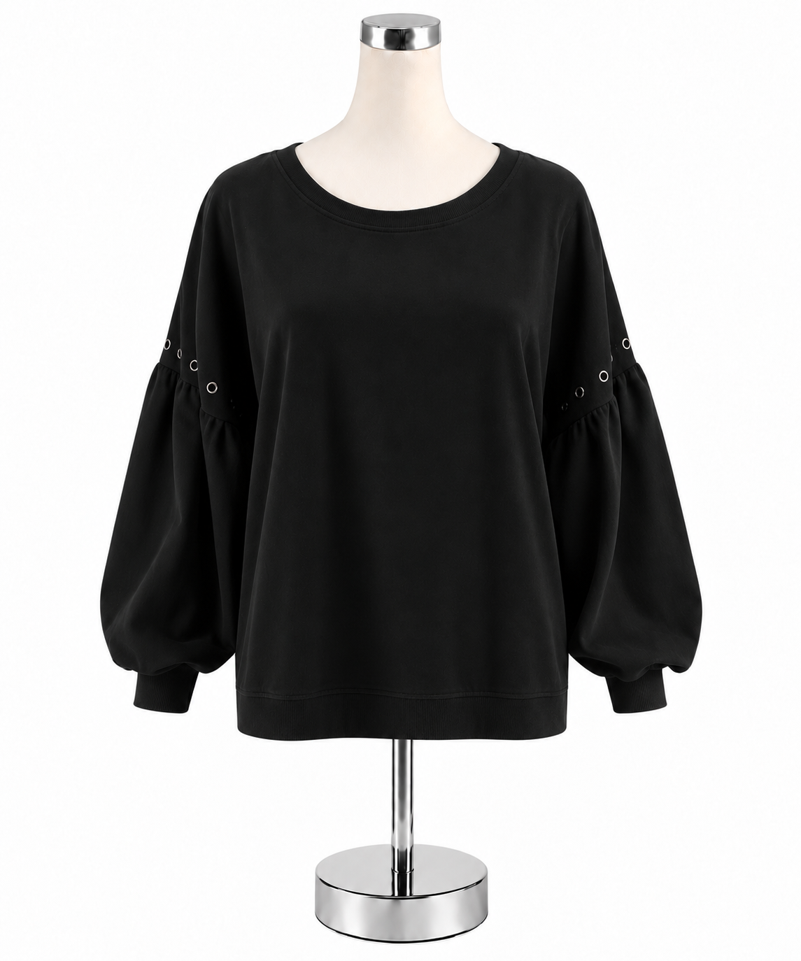 Sundays Two Grommet Detail Cropped Sweatshirt Black Size Medium - ONLINE ONLY