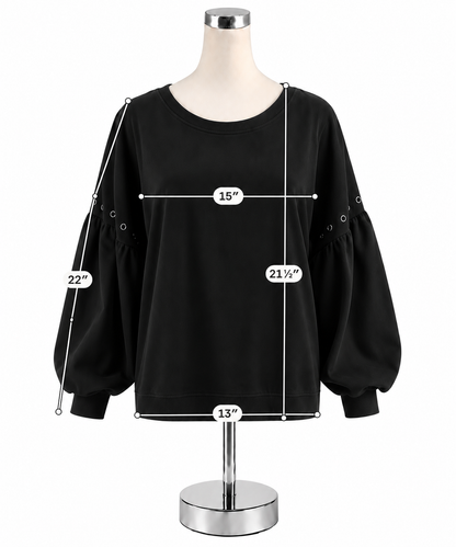 Sundays Two Grommet Detail Cropped Sweatshirt Black Size Medium - ONLINE ONLY