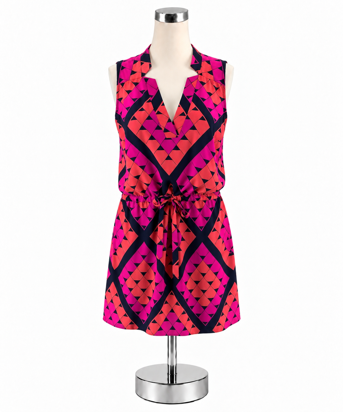 Alice &amp; Trixie Geometric Print Silk Tie-Waist Mini Dress Size Small - ONLINE ONLY