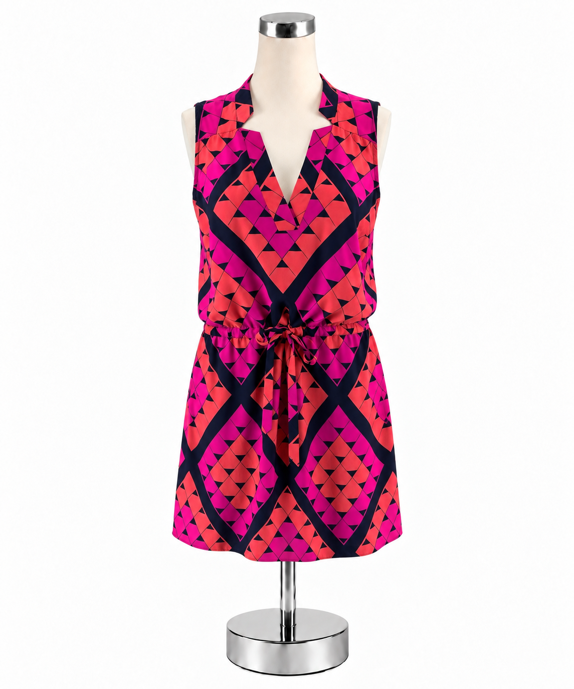 Alice &amp; Trixie Geometric Print Silk Tie-Waist Mini Dress Size Small - ONLINE ONLY
