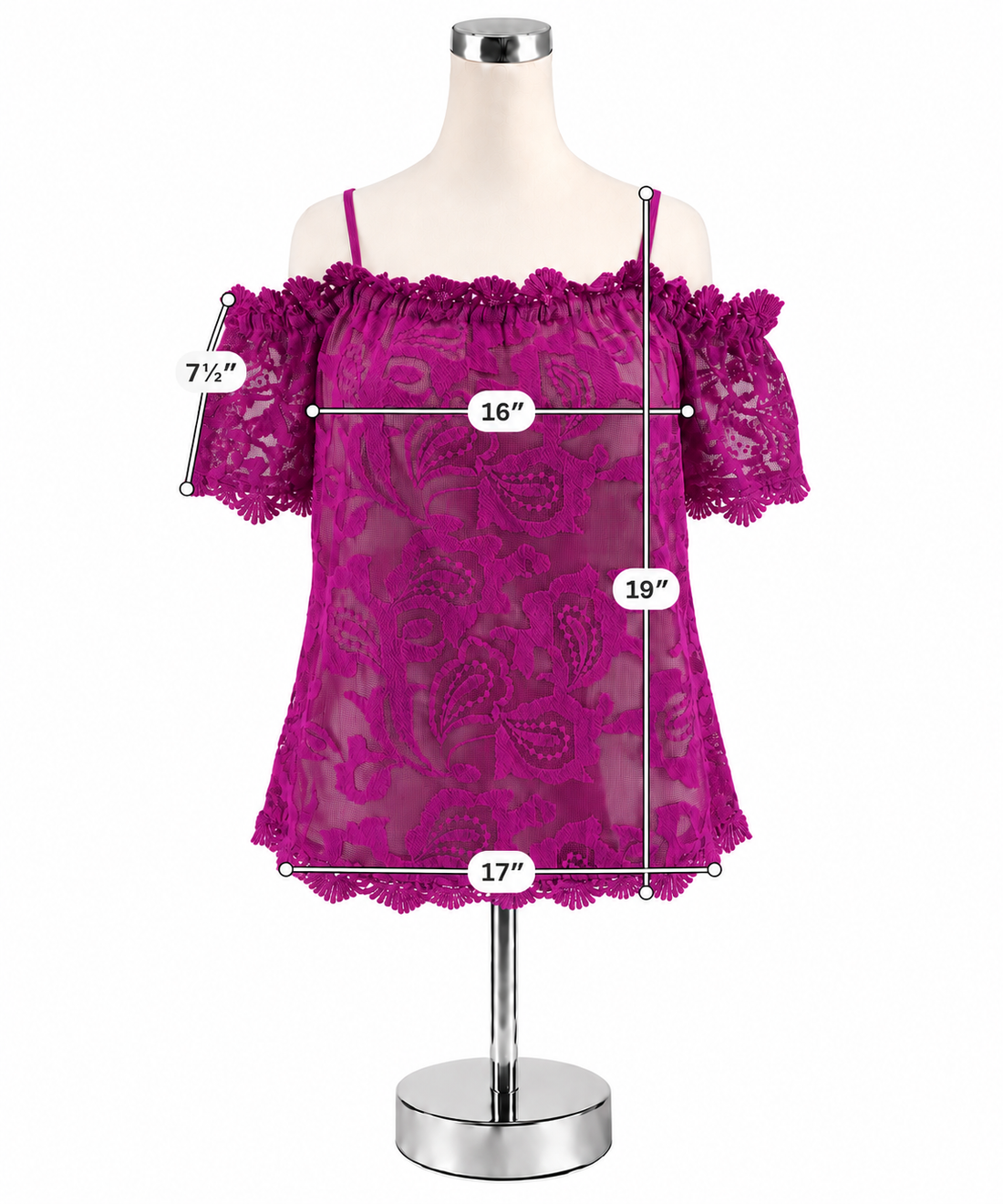 Skies Are Blue Fuchsia Lace Cold Shoulder Blouse Top Size Medium - Downstairs