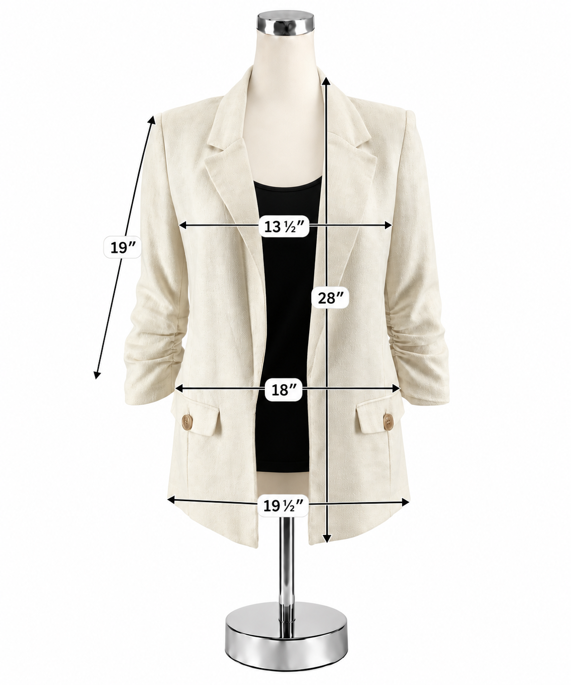 Juliet &amp;amp; Leopold Cream Linen Blend Ruched 3/4 Sleeve Blazer XS