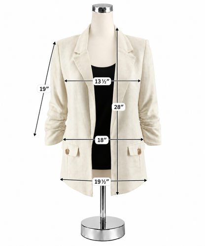 Juliet &amp;amp; Leopold Cream Linen Blend Ruched 3/4 Sleeve Blazer XS