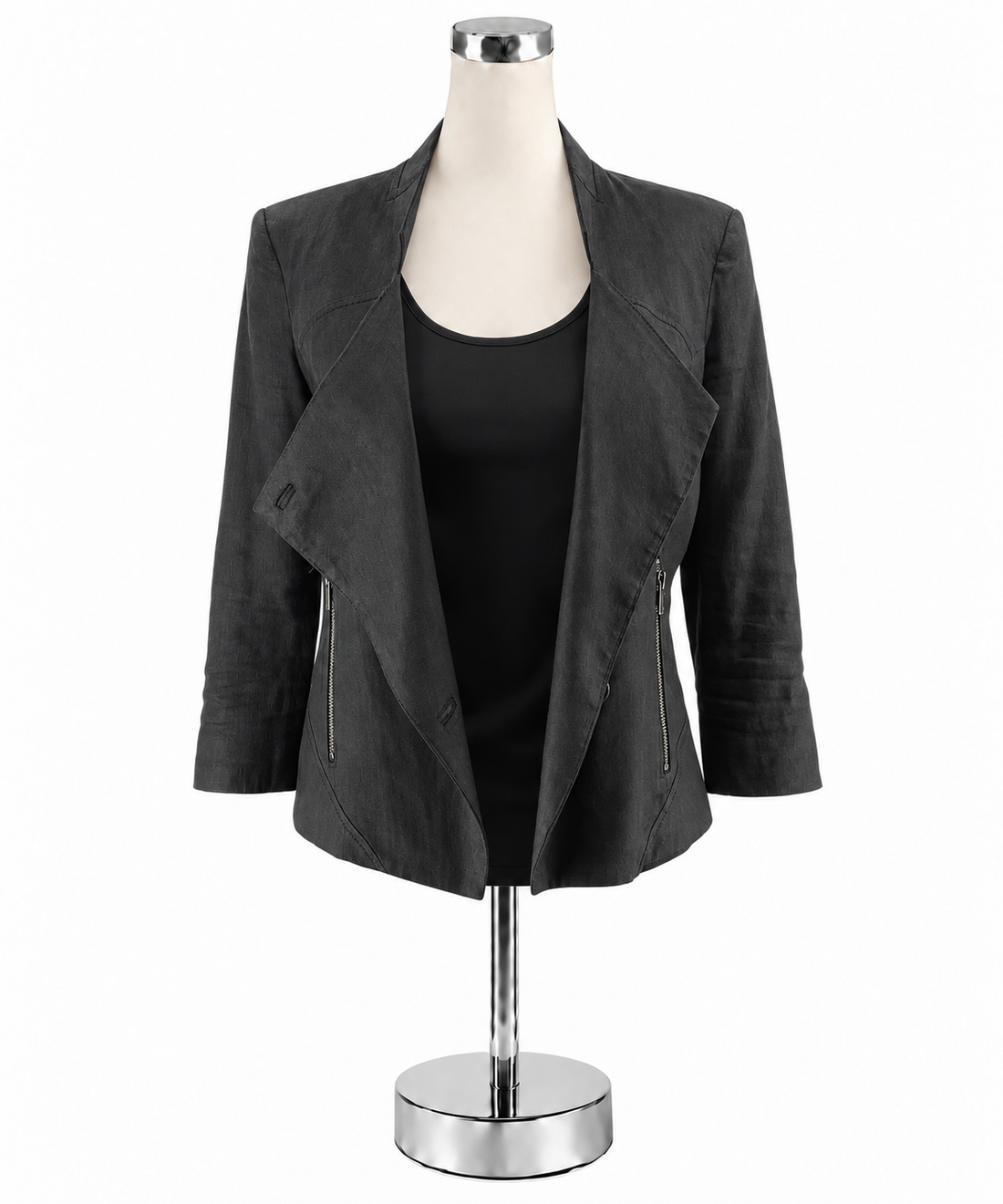 Helmut Lang Asymmetrical Drape Front Blazer Jacket Black Size XS/S