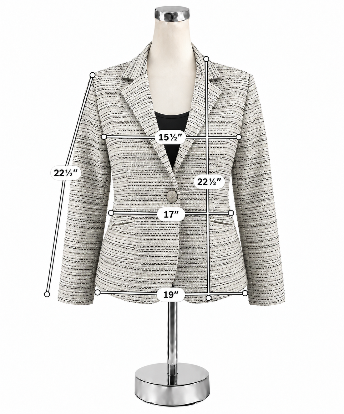 cabi Tuxedo Jacket Black &amp; White Basketweave Metallic Blazer Size 4