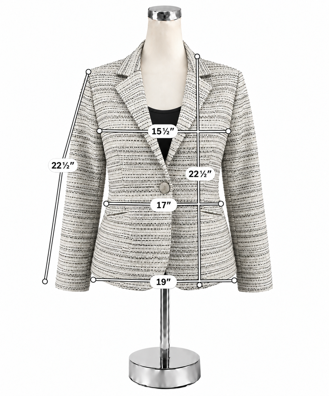 cabi Tuxedo Jacket Black &amp; White Basketweave Metallic Blazer Size 4