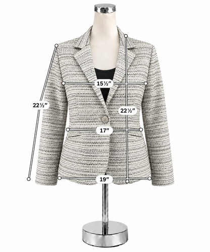 cabi Tuxedo Jacket Black &amp; White Basketweave Metallic Blazer Size 4