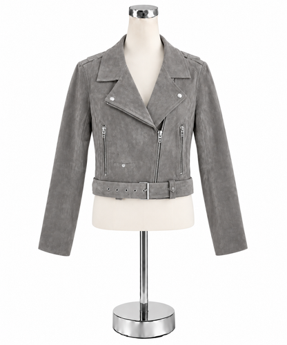 [BLANKNYC] Suede Moto Jacket Taupe Cropped Leather Biker Jacket Size Small