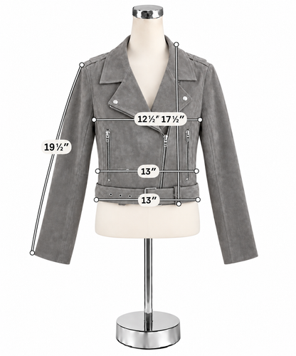 [BLANKNYC] Suede Moto Jacket Taupe Cropped Leather Biker Jacket Size Small