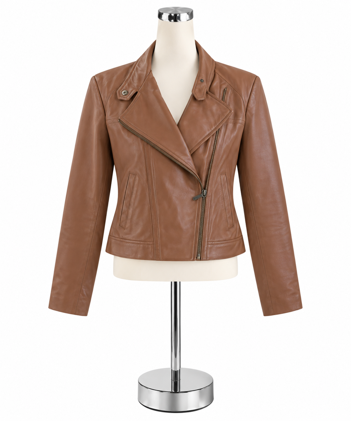 MICHAEL Michael Kors Camel Lamb Leather Moto Jacket Size Medium