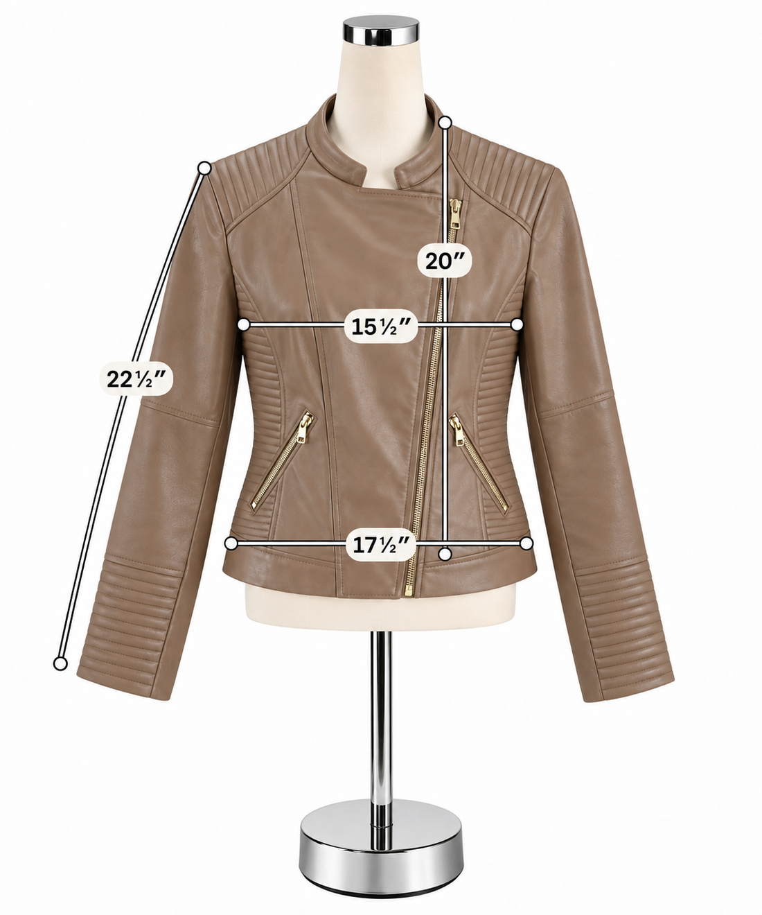 Calvin Klein Tan Faux Leather Moto Jacket | Size Medium