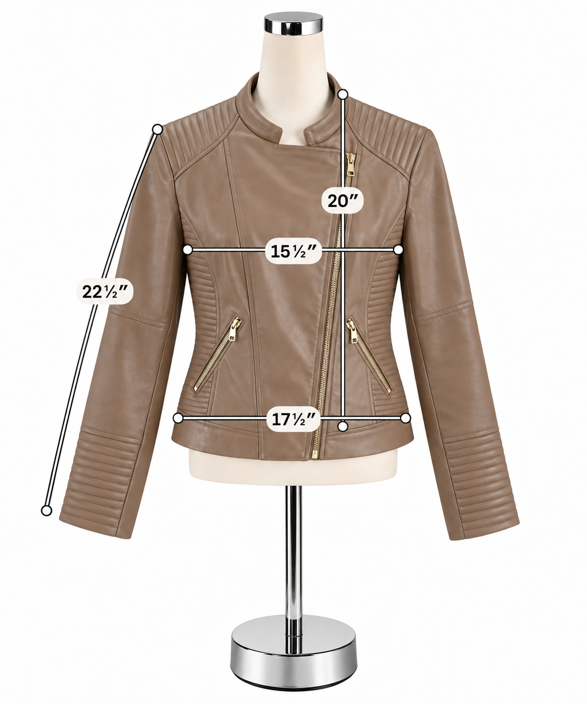 Calvin Klein Tan Faux Leather Moto Jacket | Size Medium