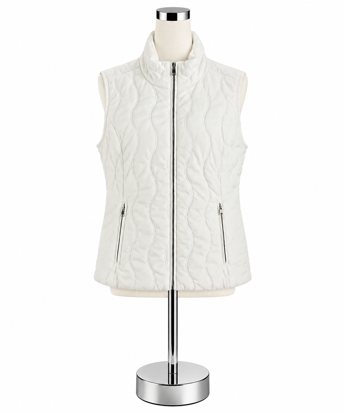 Christopher &amp; BanksChristopher &amp; Banks White Quilted Puffer Vest Zip Up Stand Collar | Size XL