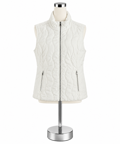 Christopher &amp; BanksChristopher &amp; Banks White Quilted Puffer Vest Zip Up Stand Collar | Size XL
