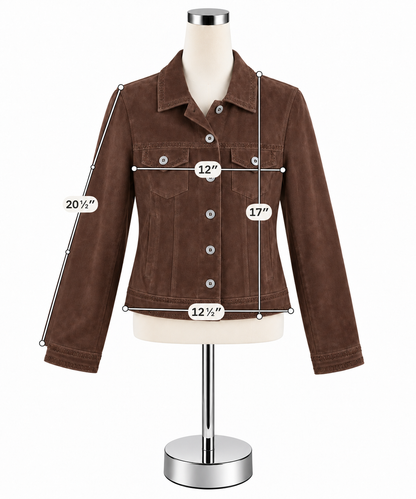 IN SUEDED Wilsons Leather Cropped Suede Jacket Brown XS Perforated Beaded
