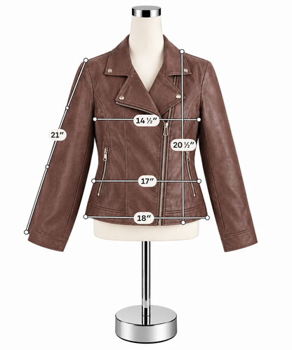 Joseph Ribkoff Copper Metallic Faux Leather Moto Jacket Size Medium