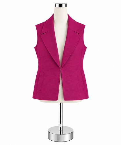 Liz Claiborne Raspberry Pink Notched Lapel Blazer Vest Size 6