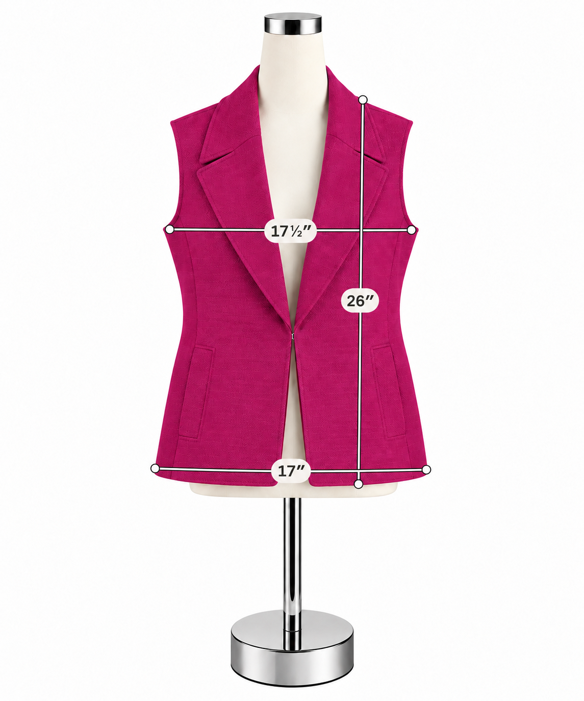 Liz Claiborne Raspberry Pink Notched Lapel Blazer Vest Size 6