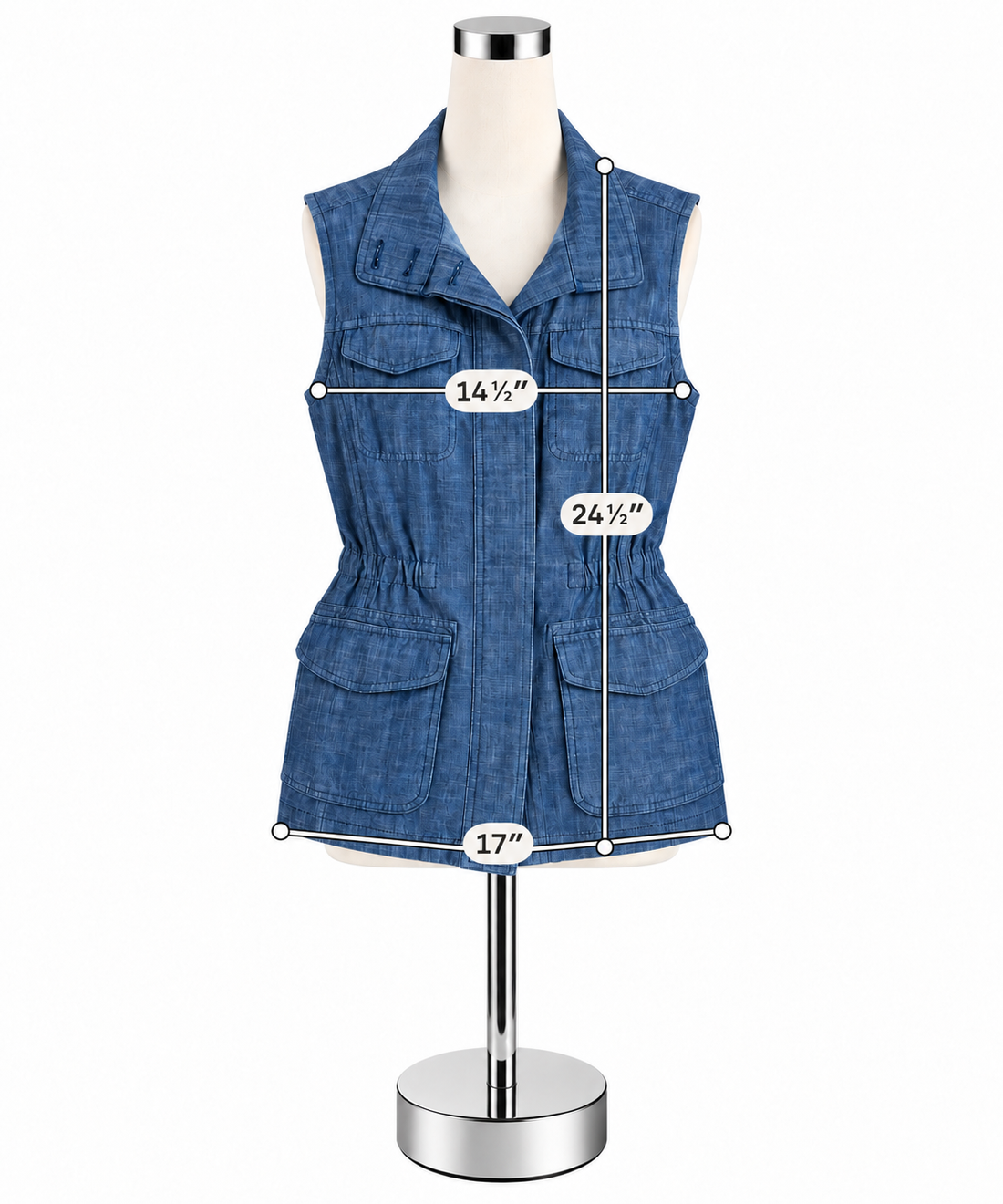 Talbots Chambray Sleeveless Romper Blue Cotton Utilitarian Size Small