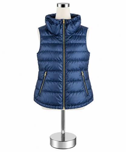 Lilly Pulitzer Hollie Reversible Down Puffer Vest Navy Blue Size Small