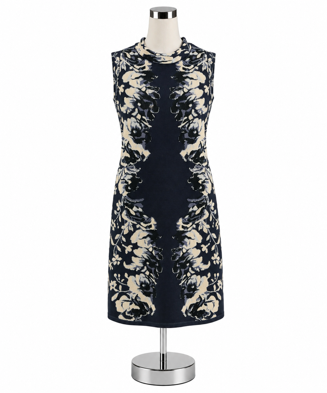 Tuckernuck Hutton Navy &amp; Cream Floral Jacquard Tunic Sweater Dress Size Medium NWT