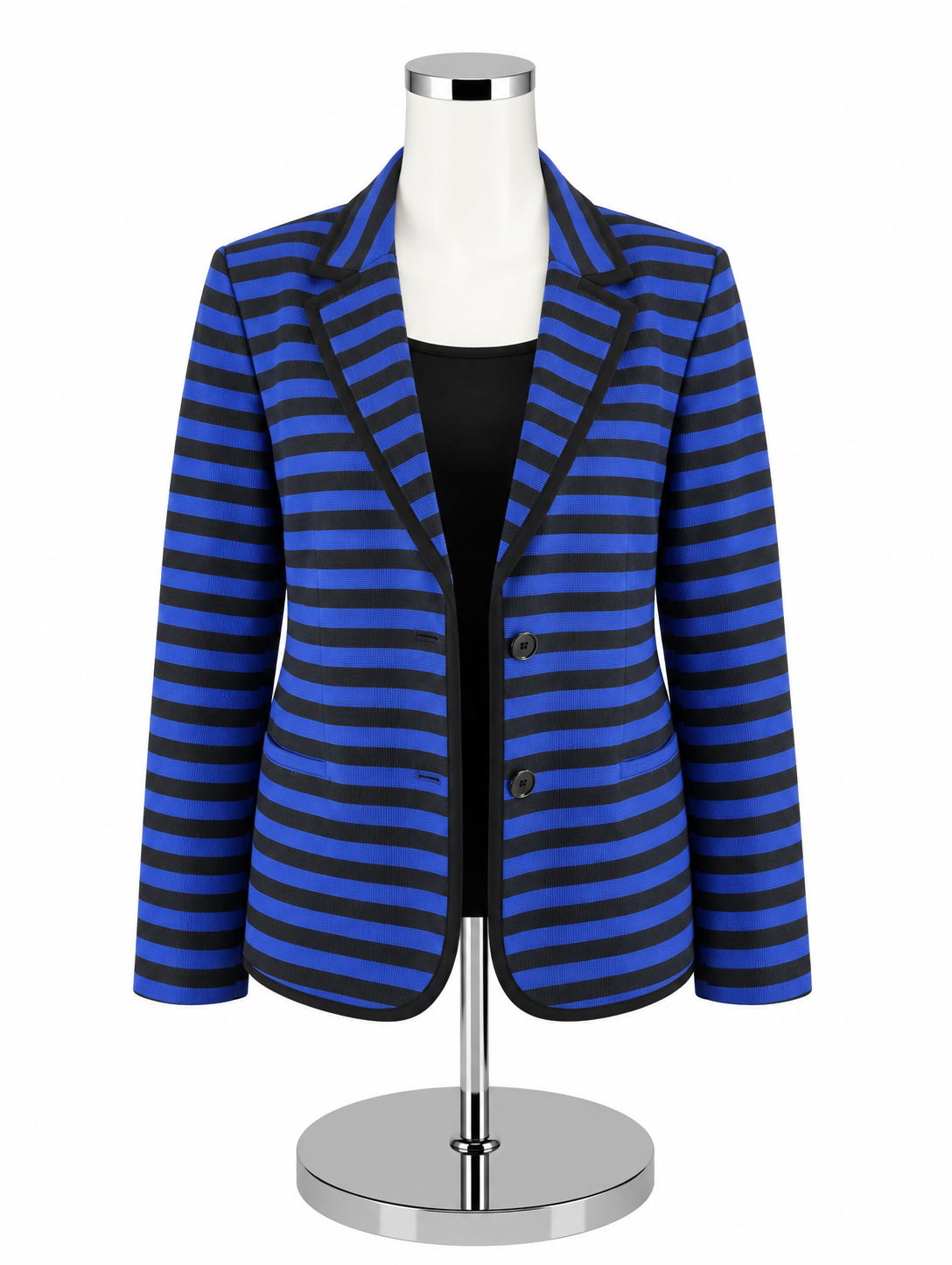 Ann Taylor LOFT Striped Knit Blazer Blue Black Cotton Blend Size 12