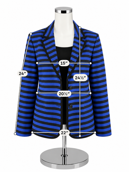 Ann Taylor LOFT Striped Knit Blazer Blue Black Cotton Blend Size 12
