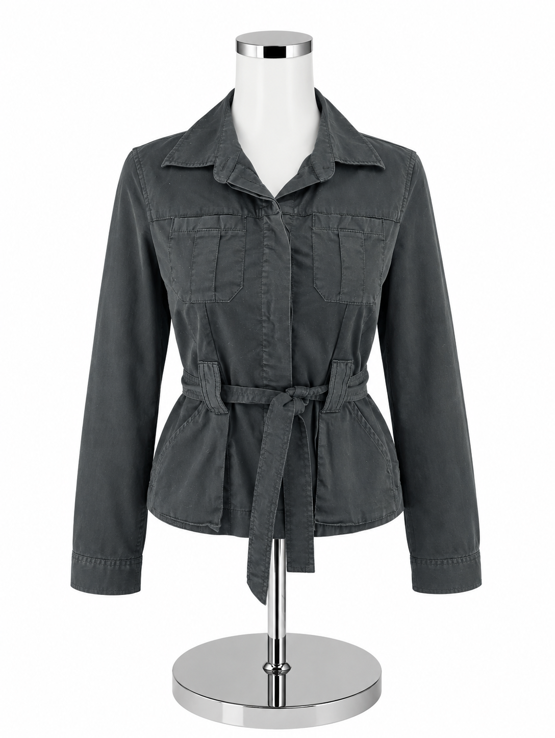 Old Navy Black Cotton Stretch Utility Jacket with Belt | Size Small - ONLINE ONLY