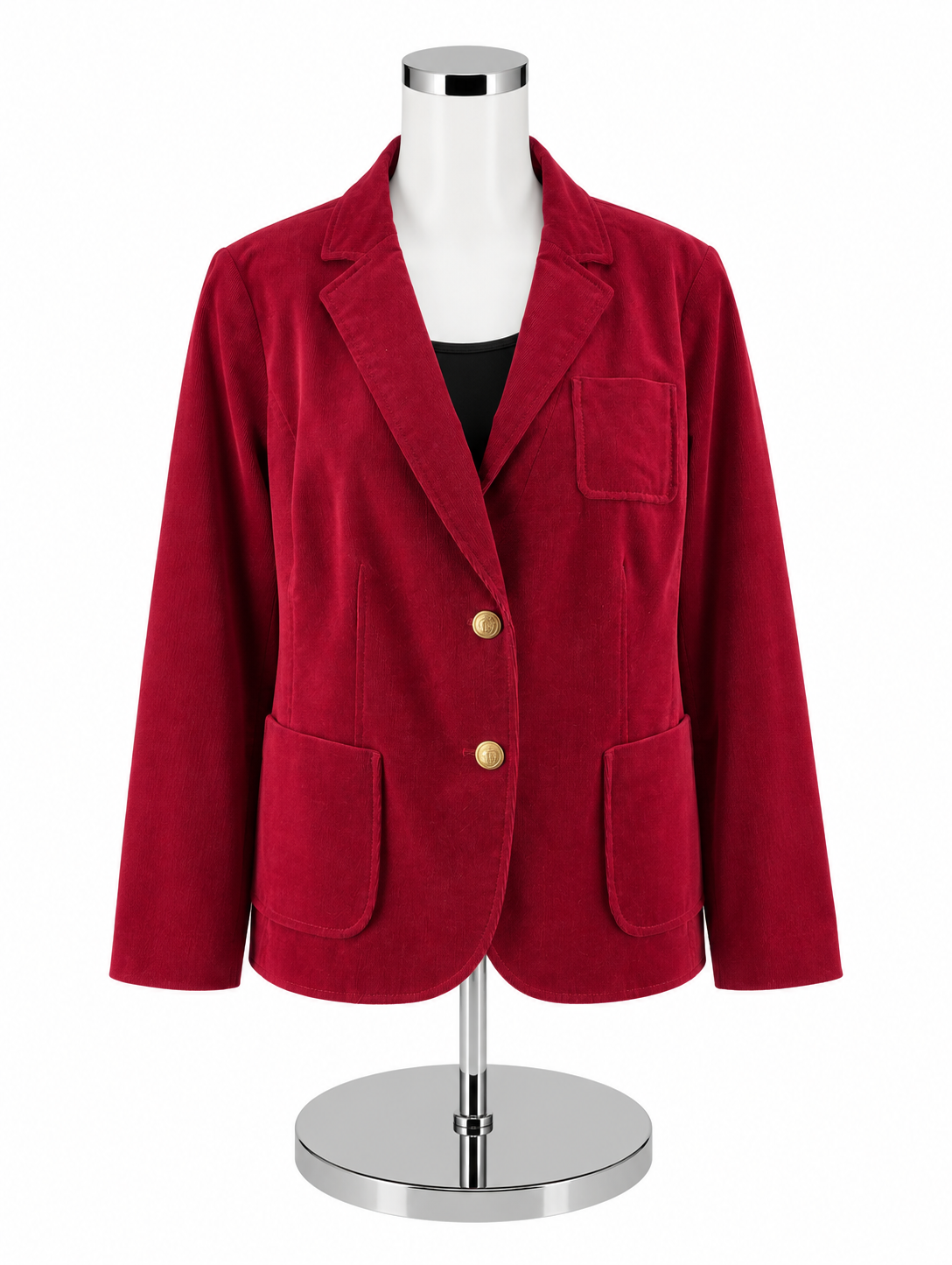 Talbots Woman Corduroy Crest Button Blazer Jacket Burgundy Red Size 14W - ONLINE ONLY