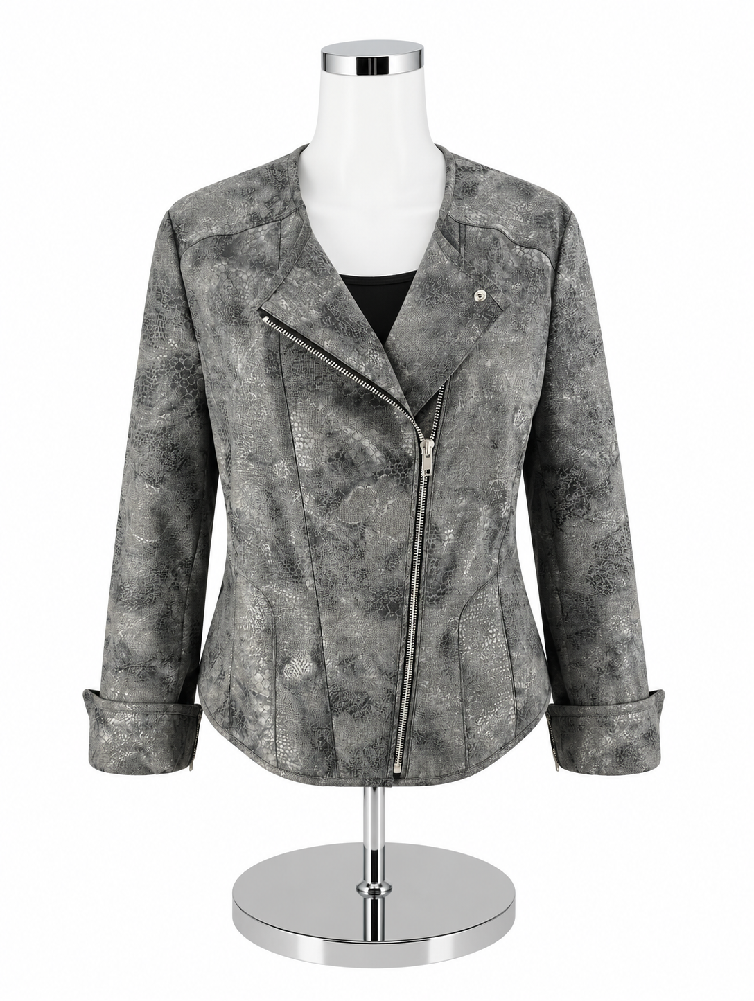 Kenneth Cole New York Snake Print Moto Jacket - Size Medium - ONLINE ONLY