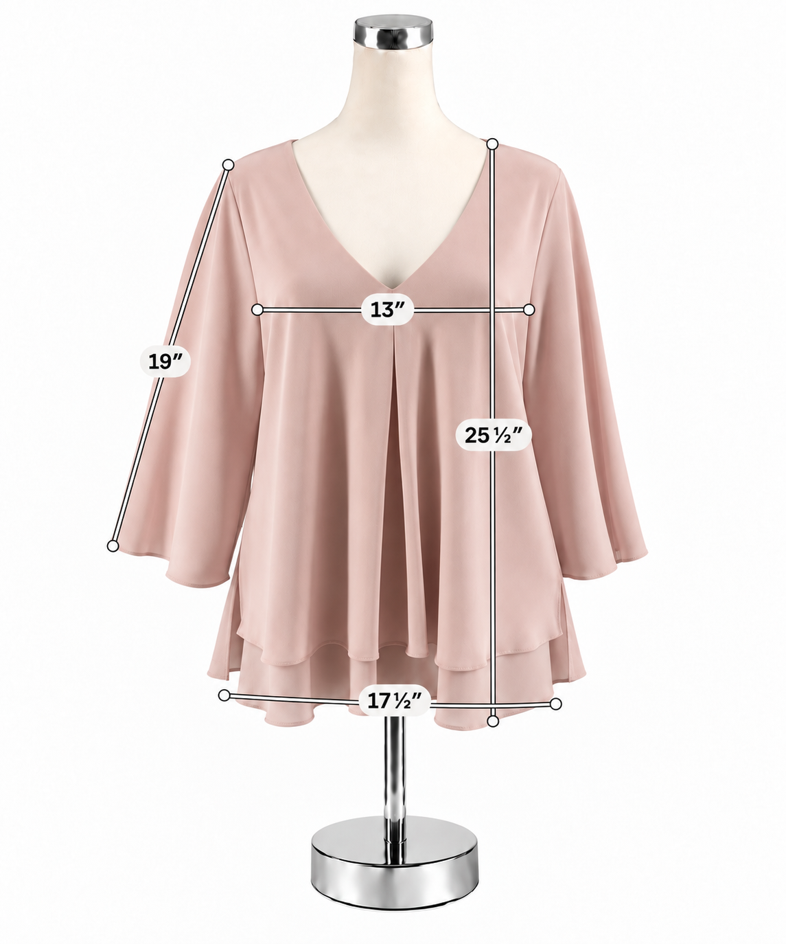 Frank Lyman Blush Pink Flutter Sleeve Chiffon Tunic Top Size 14 - ONLINE ONLY