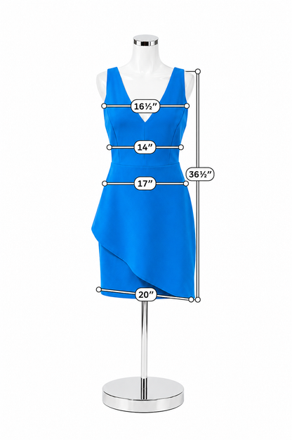 Adelyn Rae Cobalt Blue Asymmetrical V-Neck Sheath Dress Size Medium