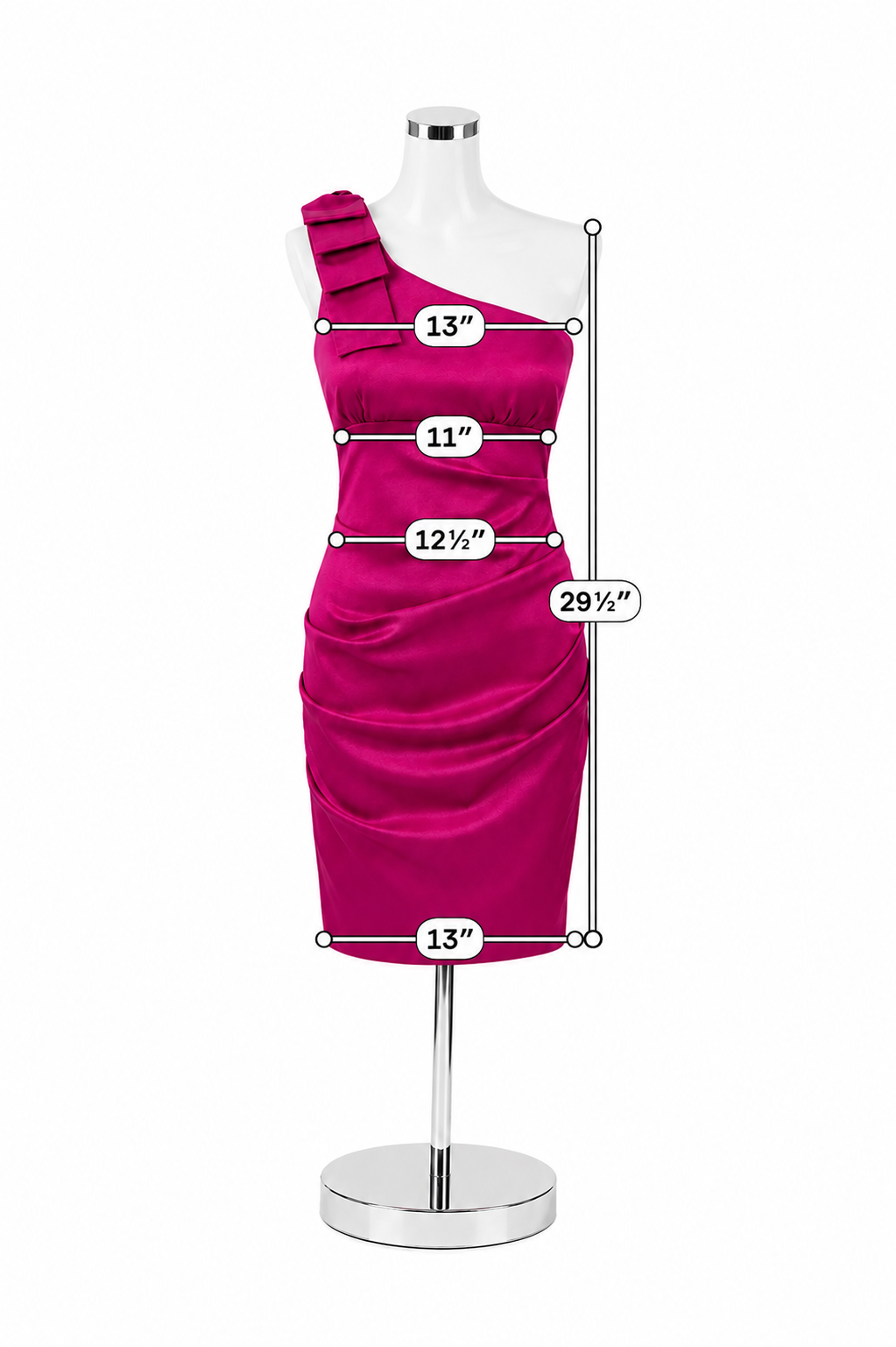 Cache One Shoulder Ruched Bodycon Cocktail Dress Magenta Size 8