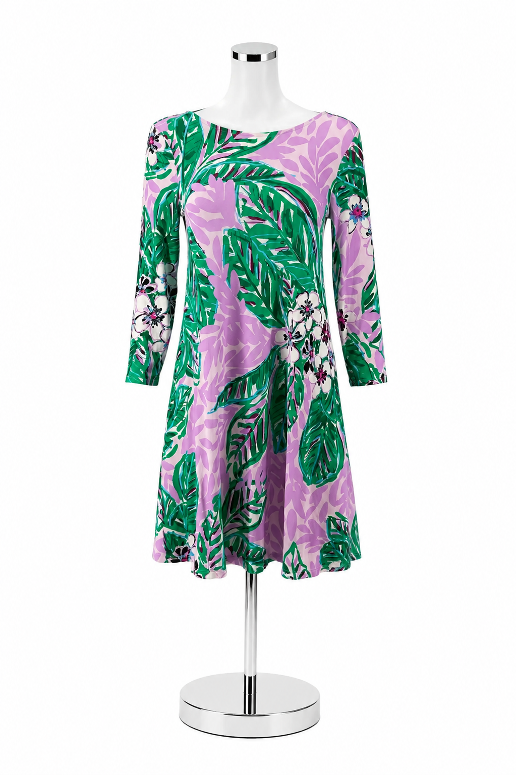 Lilly Pulitzer Lela Dress Tiki Palm Swing Dress Purple Green Size Small
