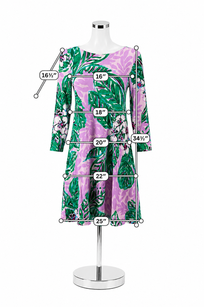 Lilly Pulitzer Lela Dress Tiki Palm Swing Dress Purple Green Size Small
