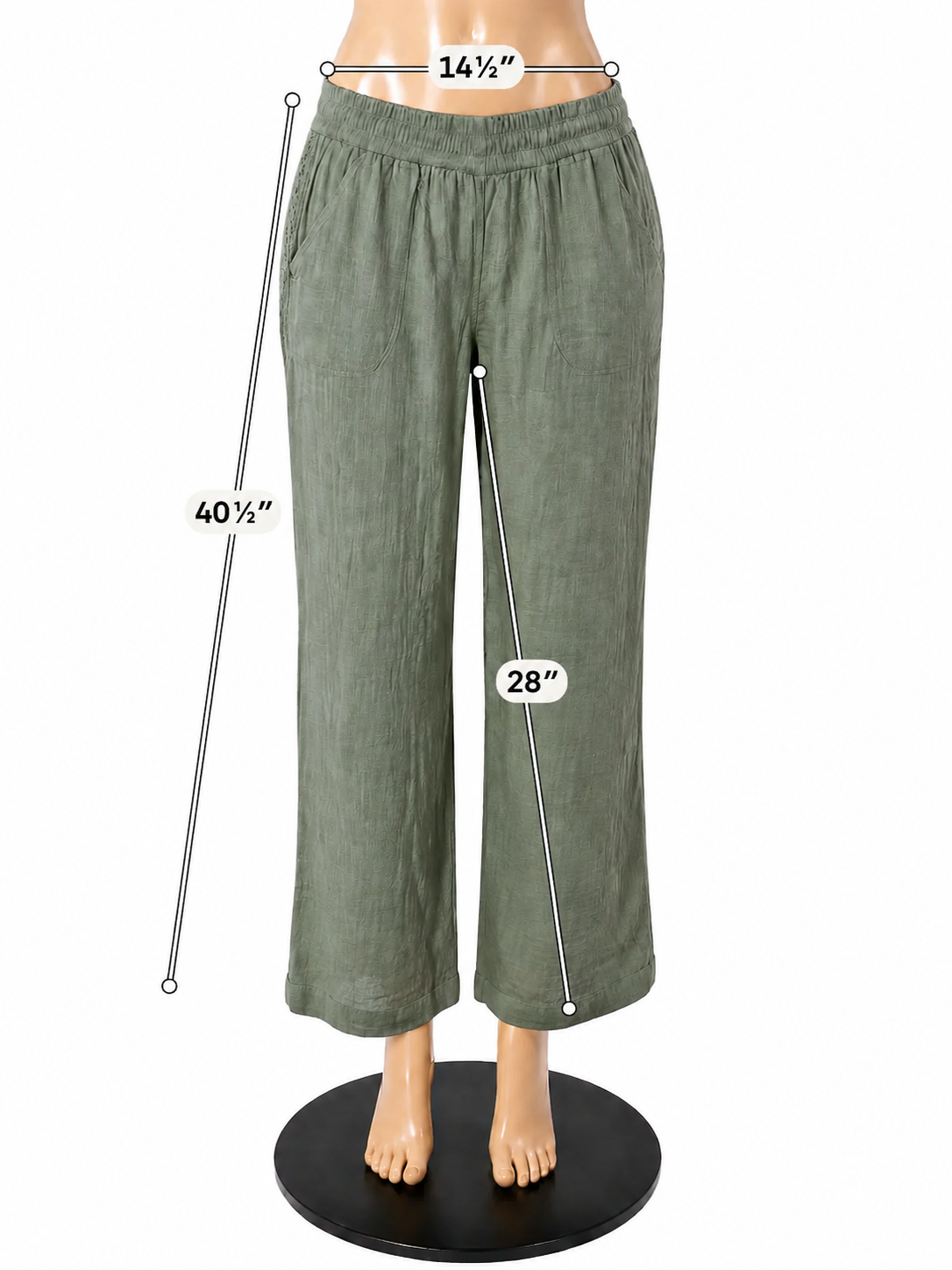 Aerie Crinkle Gauze Wide Leg Pants Olive Green Size L NWT