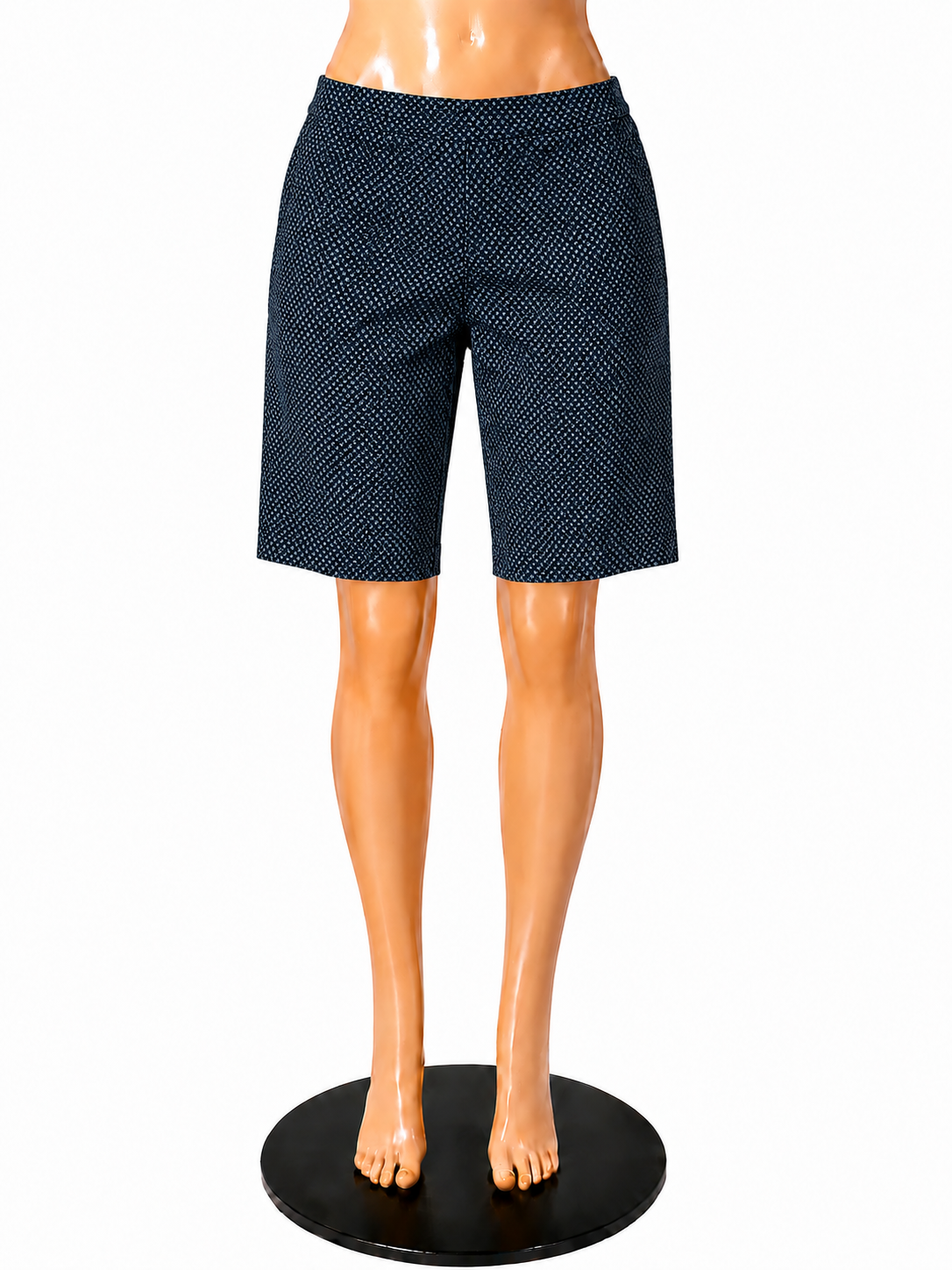 Dana Buchman Superstretch Diamond Print Pull-On Bermuda Shorts Size Medium