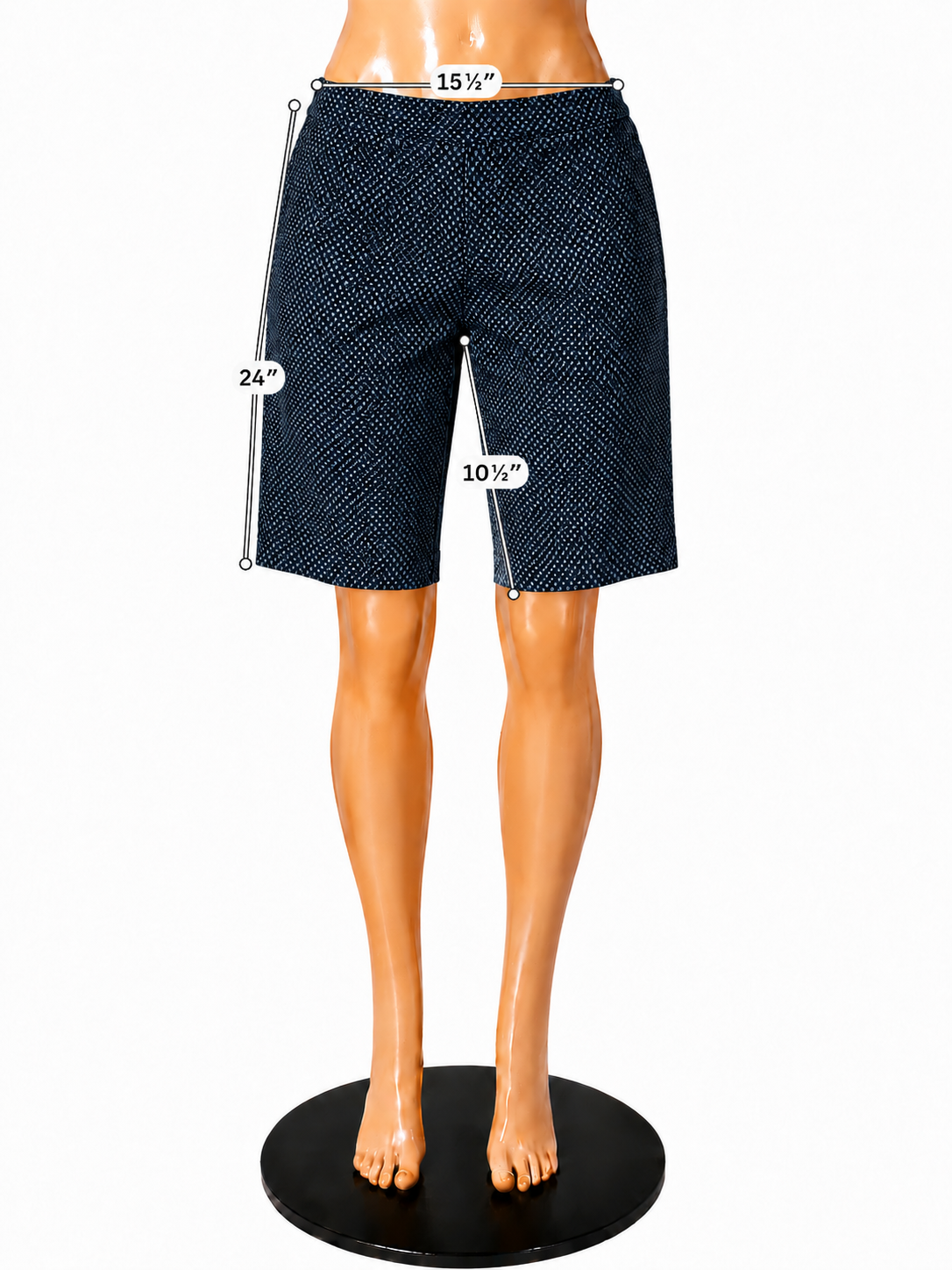 Dana Buchman Superstretch Diamond Print Pull-On Bermuda Shorts Size Medium