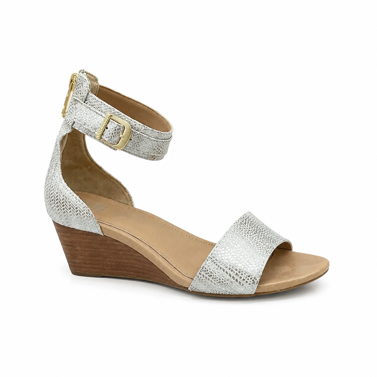 Ugg Zina Wedge Sandal Tan Snakeskin Print Ankle Strap Size 7 - ONLINE ONLY