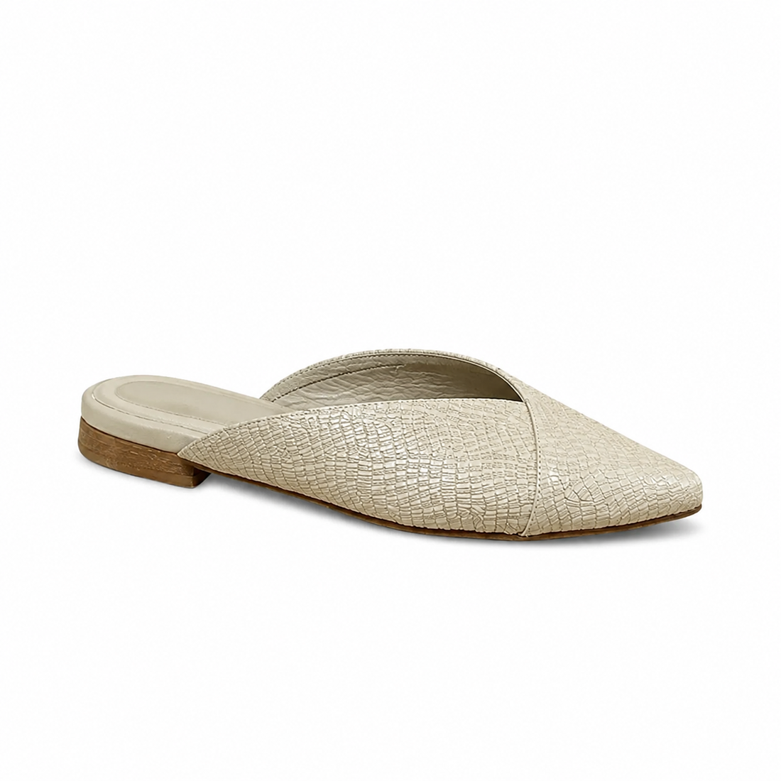 Kaanas Catania Tan Snake Embossed Pointed Toe Mules | Size 8 - ONLINE ONLY