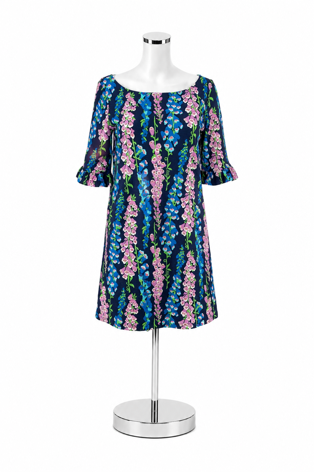 Lilly Pulitzer Tabbie Tunic Dress Blue Peri Foxglove Floral Size Small
